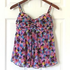 A Shore Fit Colorful Floral Mesh Sweetheart Neckline Padded Tankini Swim Top 12